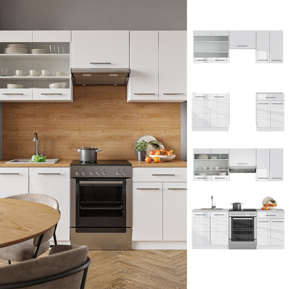 Vicco K&uuml;chenzeile K&uuml;chenblock Einbauk&uuml;che 200cm Fame-Line Hochglanz Fronten 