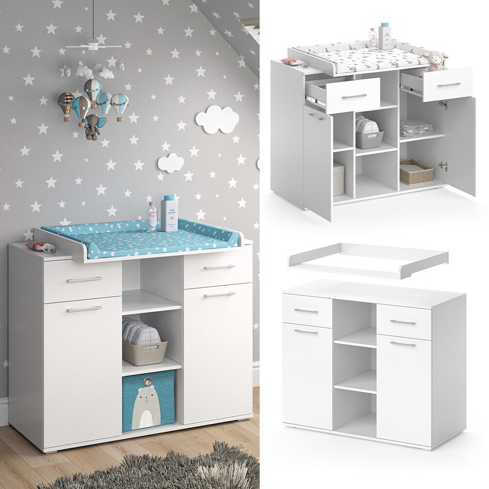 Vicco Wickelkommode Wickeltisch Wickelregal Leonie mit Wickelaufsatz Babyregal 