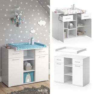 Vicco Wickelkommode Wickeltisch Wickelregal Leonie mit Wickelaufsatz Babyregal 