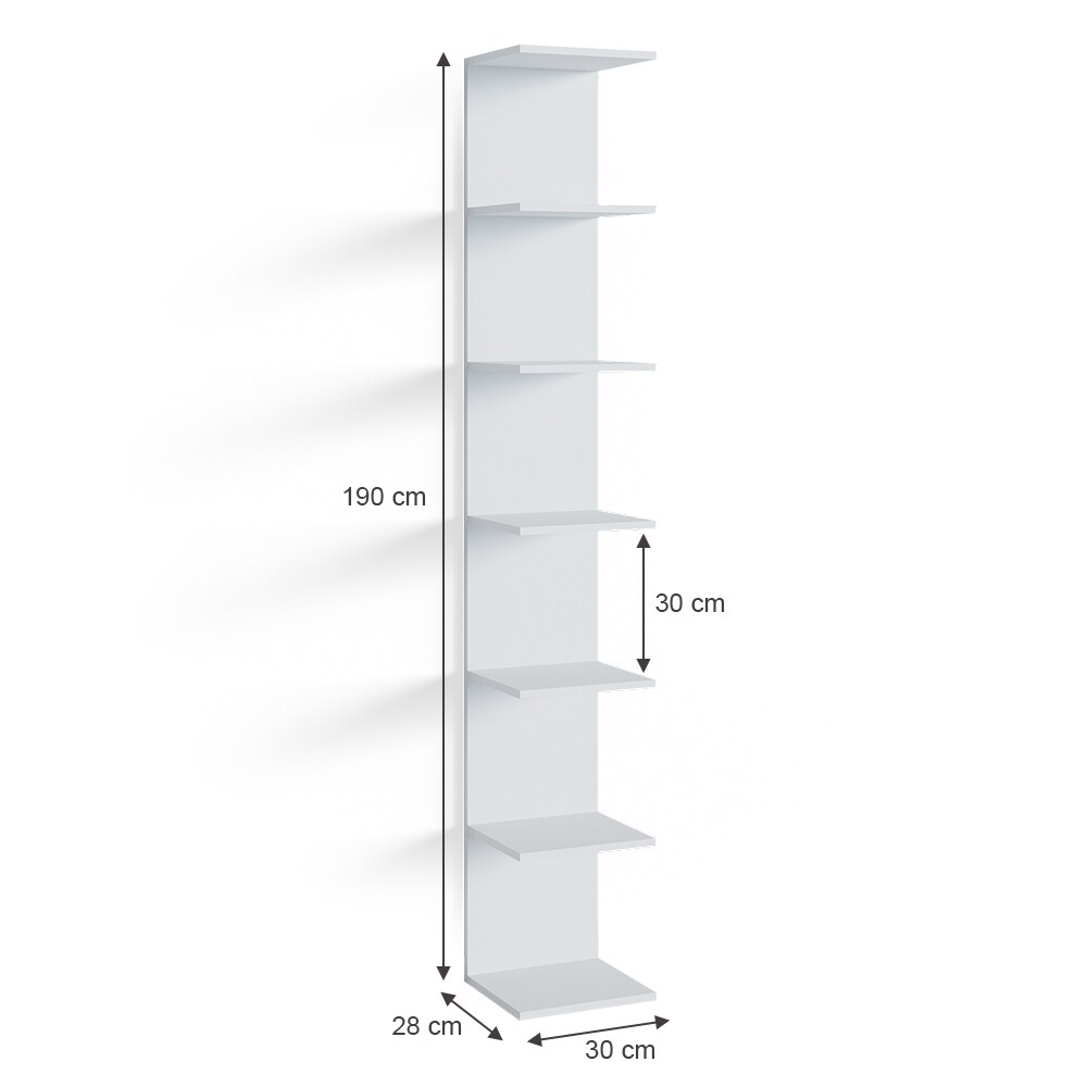 Per La Vita Wandregal MILANO – 109x60 Cm, Weiß, 6 Fächer, Modernes Hängeregal, EAN 5906546758564