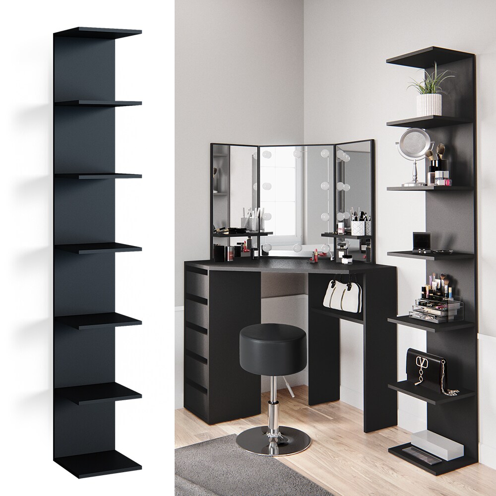 Vicco Wandregal Standregal B&uuml;cherregal Paolo Schwarz 7 Ablagen Schminktisch Regal 