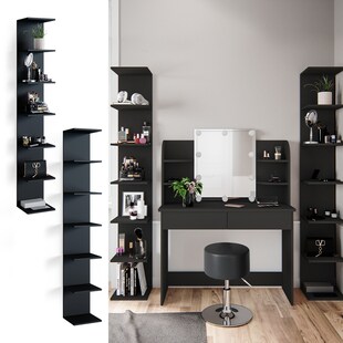 Vicco Wandregal Standregal Bücherregal Paolo 2er Set Schwarz 7 Ablagen Schminktisch 