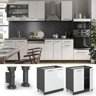 VICCO Spülenunterschrank 80 cm Weiß Hochglanz Küchenschrank Hängeschrank Küchenzeile Fame-Line 