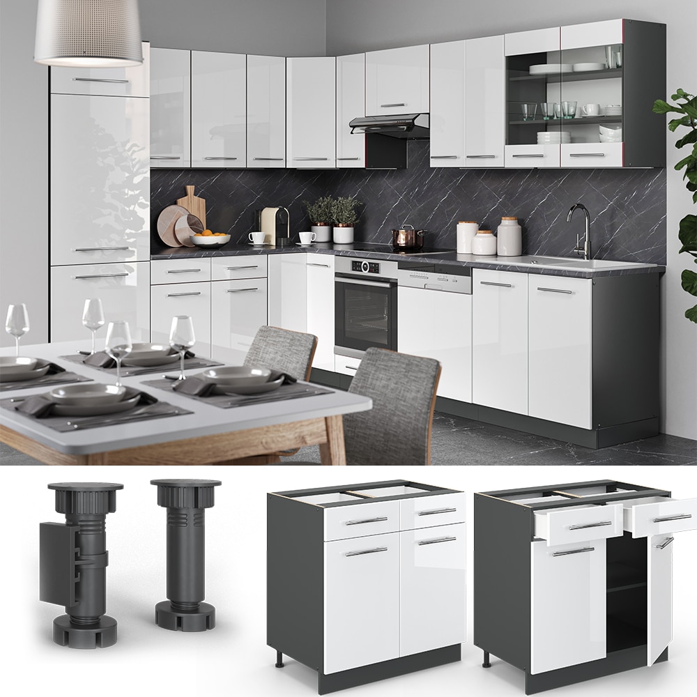 VICCO Schubunterschrank 80 cm K&uuml;chenschrank H&auml;ngeschrank K&uuml;chenzeile Fame-Line 