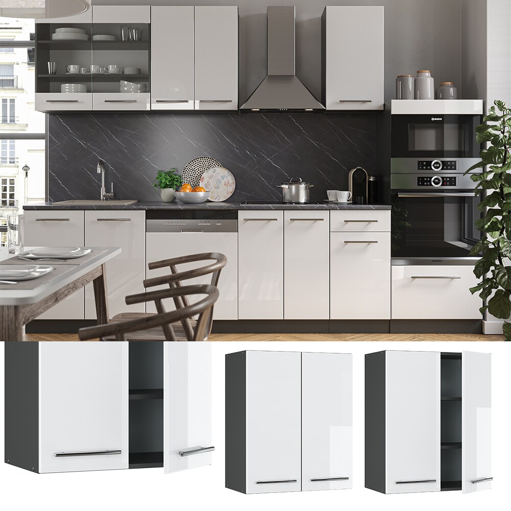 VICCO H&auml;ngeschrank 60 cm Wei&szlig; Hochglanz K&uuml;chenschrank H&auml;ngeschrank K&uuml;chenzeile Fame-Line 