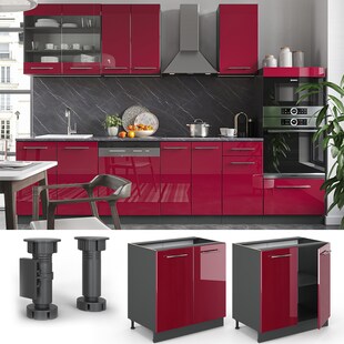 VICCO Unterschrank 80 cm Bordeaux Hochglanz Küchenschrank Hängeschrank Küchenzeile Fame-Line 