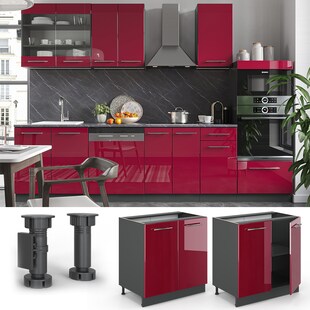 VICCO Spülenunterschrank 80 cm Bordeaux Hochglanz Küchenschrank Hängeschrank Küchenzeile Fame-Line 