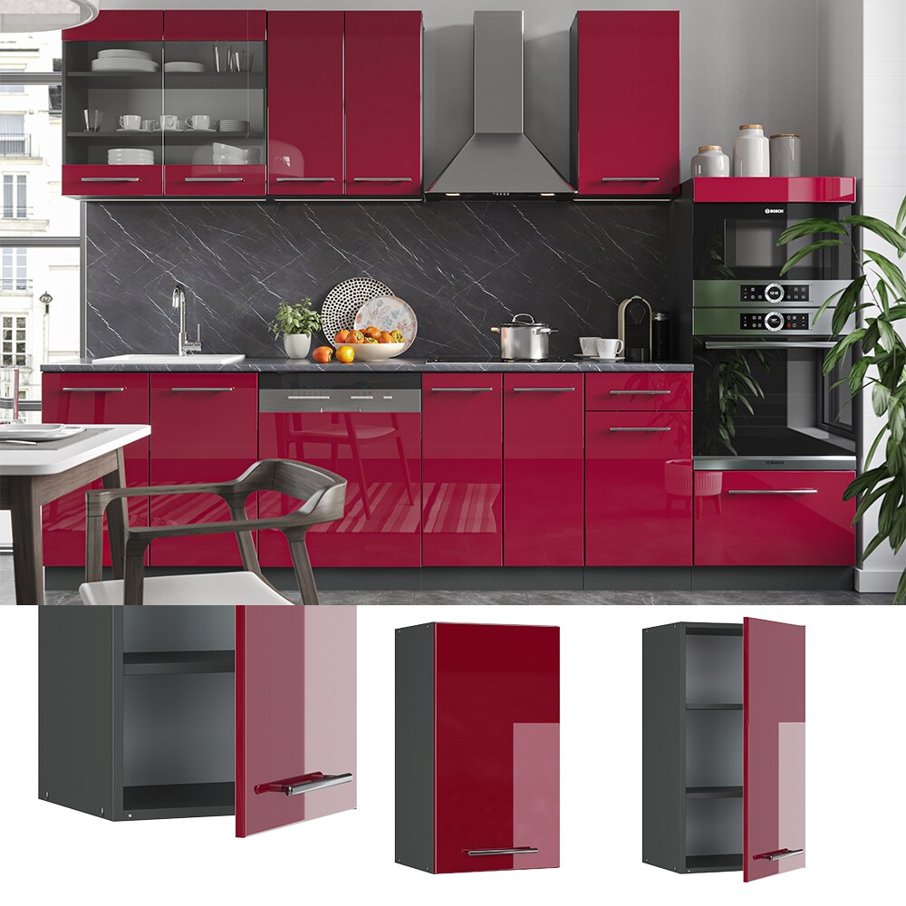 VICCO H&auml;ngeschrank 40 cm Bordeaux Hochglanz K&uuml;chenschrank H&auml;ngeschrank K&uuml;chenzeile Fame-Line 