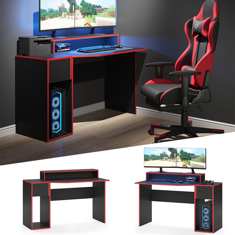 Vicco Gaming Desk Schreibtisch Kron 130cm Gamer PC Tisch Computertisch B&uuml;rotisch 