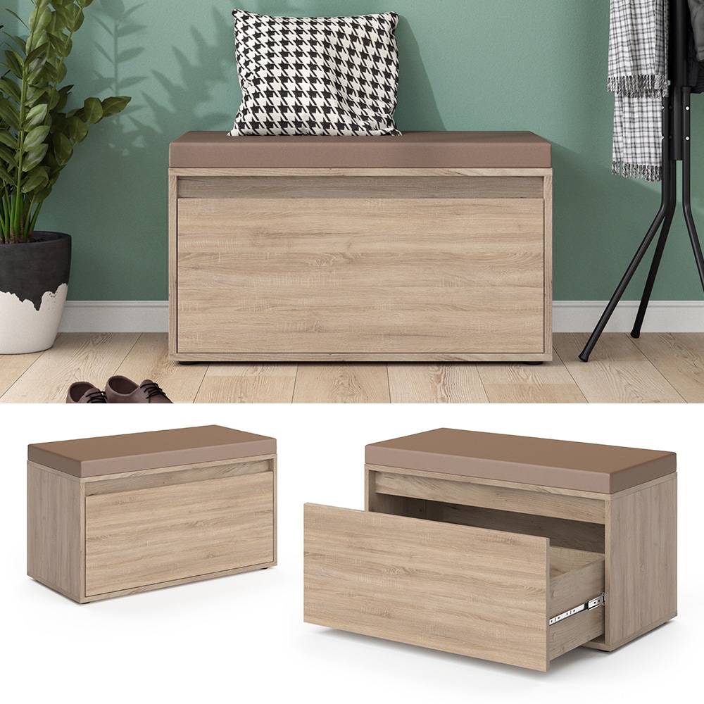 Vicco Sitzbank Schuhbank Sitztruhe Iker Sonoma Schuhschrank Sitzfl&auml;che Stauraum 