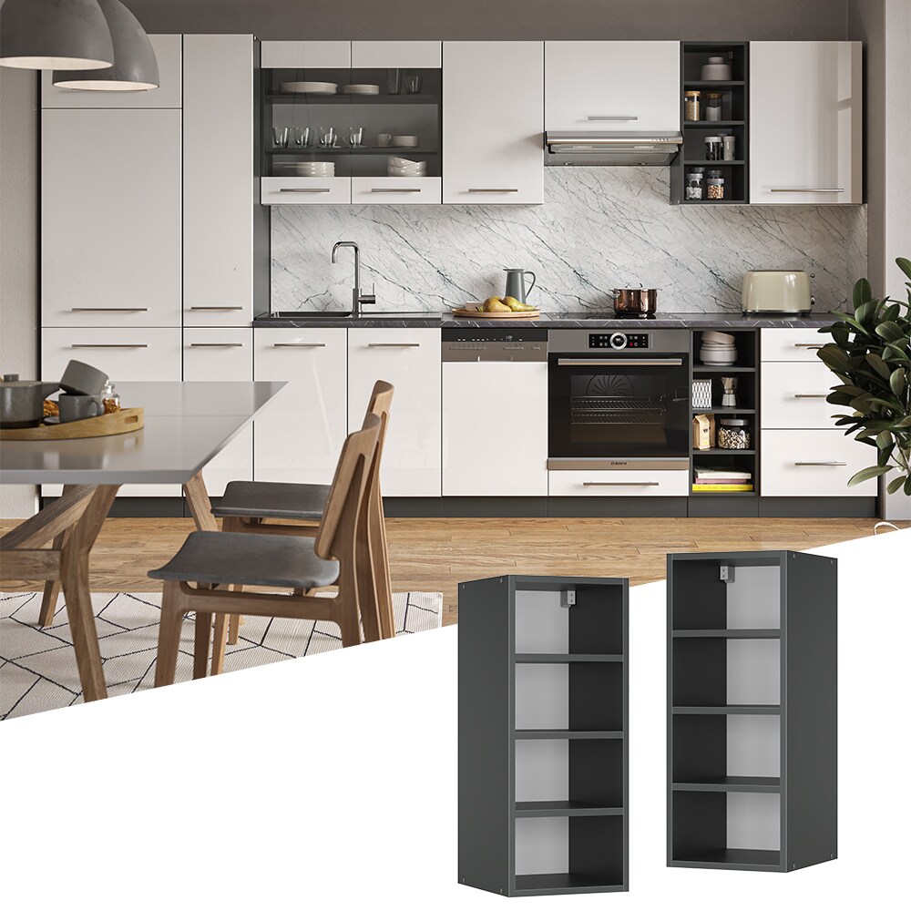 Vicco H&auml;ngeschrank Regal 30 cm Anthrazit K&uuml;chenschrank H&auml;ngeschrank K&uuml;chenzeile Fame-Line 