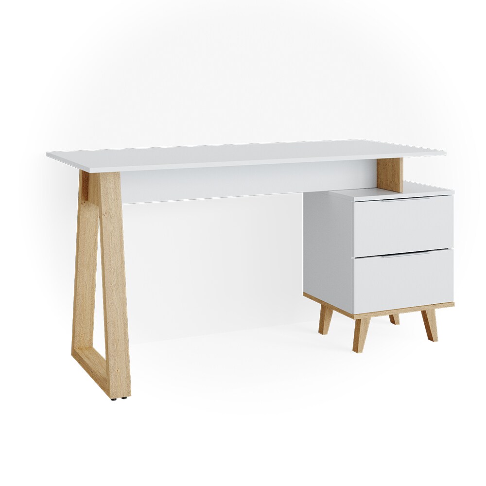 VICCO Schreibtisch Nautica Computertisch B&uuml;ro PC Arbeitszimmer wei&szlig; Eiche Skandi 