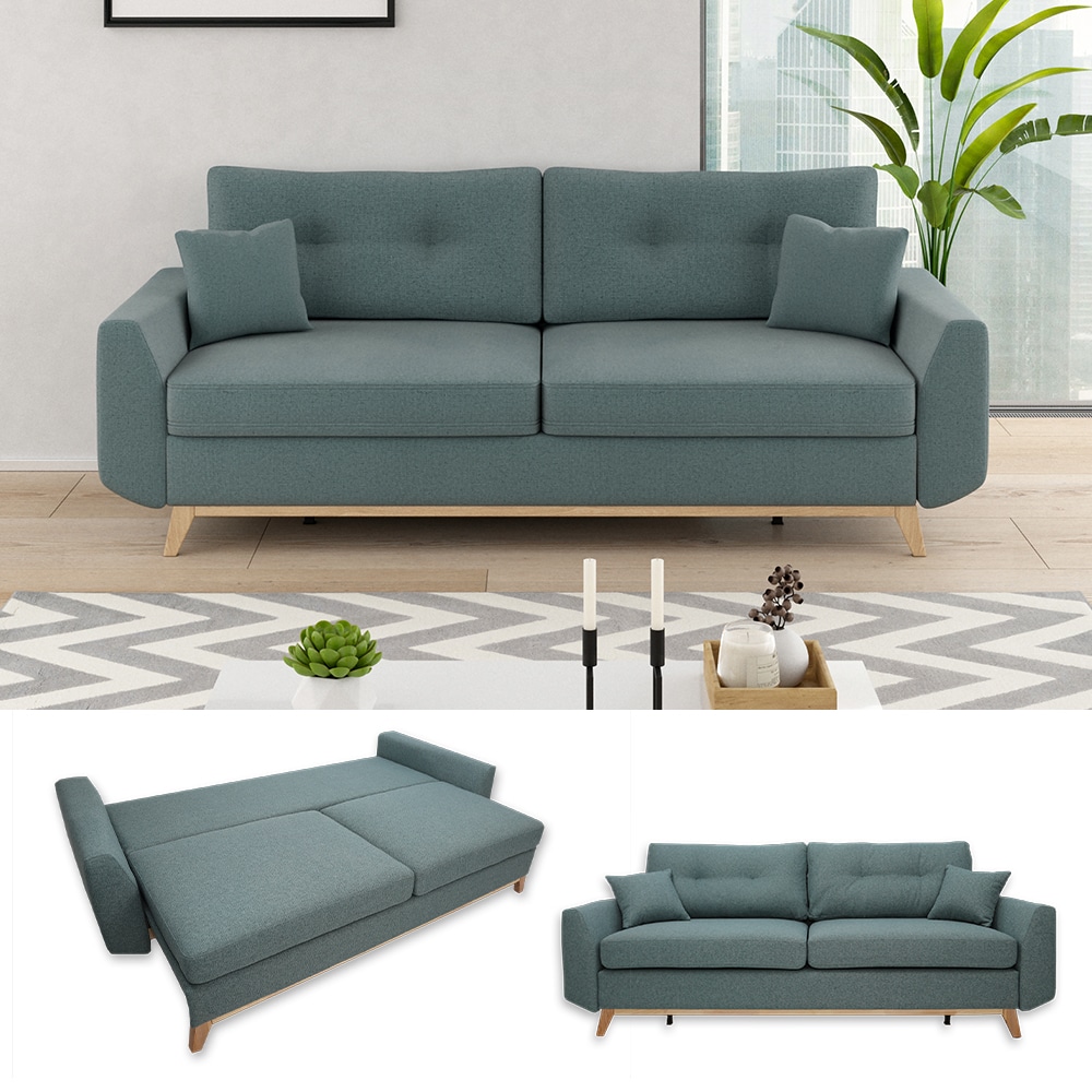 VitaliSpa Schlafsofa Schlafcouch Boxspringsofa Sidney Schlaffunktion Bettkasten 