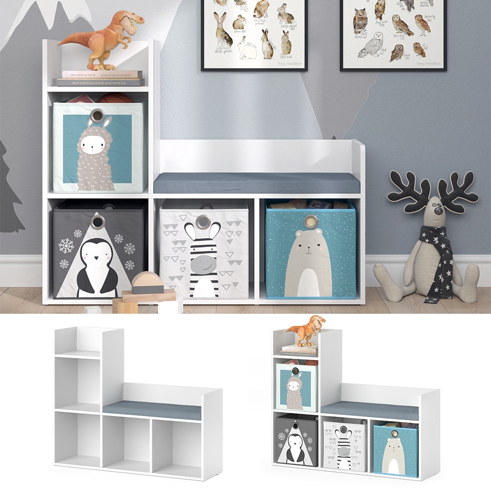 Vicco Kinderregal Sitzbank B&uuml;cherregal Luigi Spielzeugregal f&uuml;r Faltboxen Regal 