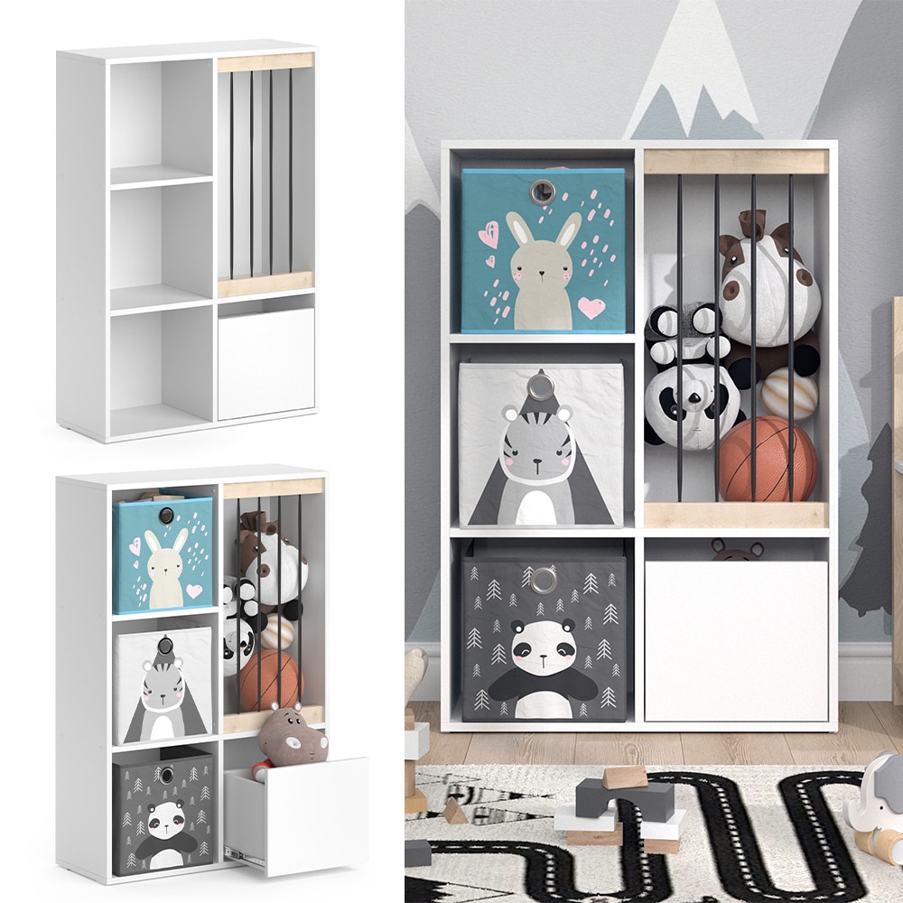 Vicco Kinderregal Kuscheltierzoo Spielzeugregal Luigi wei&szlig; f&uuml;r Faltboxen Regal 