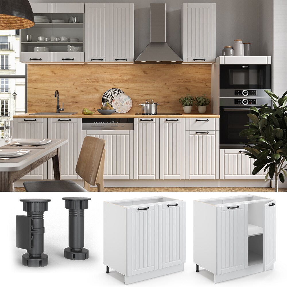 Vicco Unterschrank 80 cm FAME Line K&uuml;chenschrank K&uuml;chenzeile Landhaus Wei&szlig; 