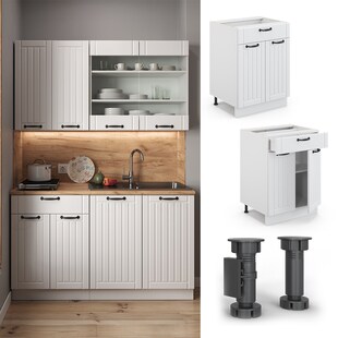 Vicco Schubunterschrank 60 cm FAME Line Küchenschrank Küchenzeile Landhaus Weiß 