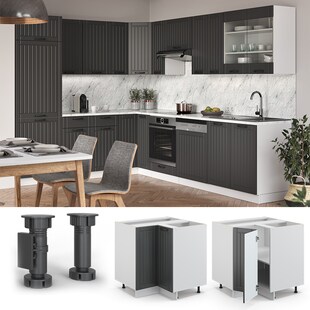 Vicco Eckunterschrank 87 cm FAME Line Küchenschrank Küchenzeile Landhaus Anthrazit 
