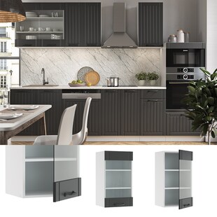 Vicco Hängeglasschrank 40 cm FAME Line Küchenschrank Küchenzeile Landhaus Anthrazit 