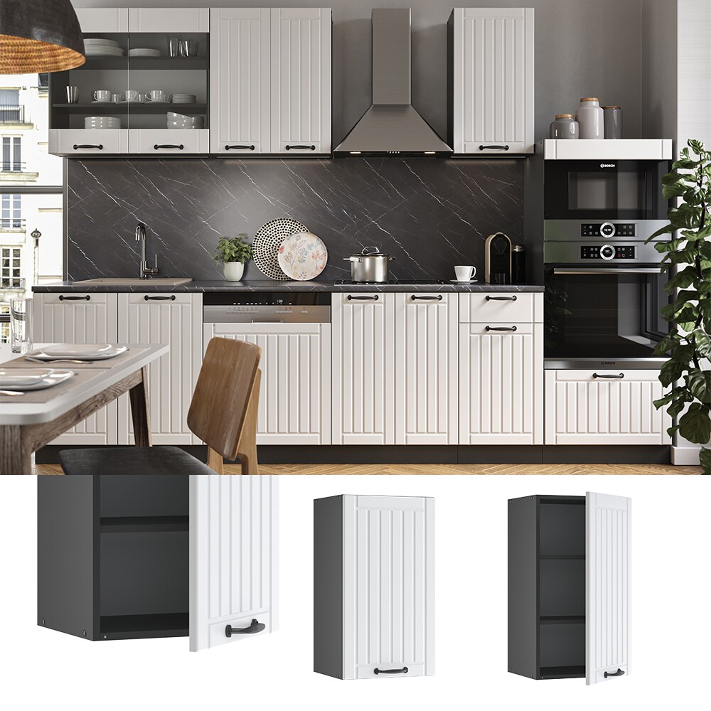 Vicco H&auml;ngeschrank 40 cm FAME Line K&uuml;chenschrank K&uuml;chenzeile Landhaus Wei&szlig; Anthrazit 