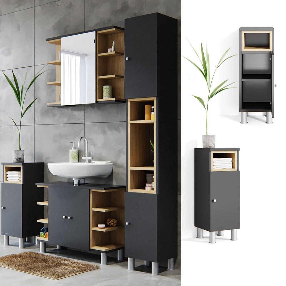 Vicco Beistellschrank Aquis Midischrank Badezimmerschrank Badschrank Anthrazit 