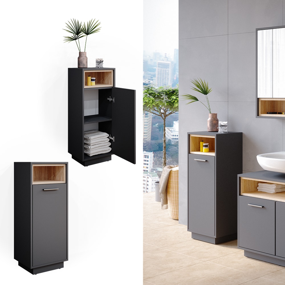 Vicco Badschrank Badezimmerschrank Midischrank Beatrice anthrazit Badregal Badm&ouml;bel 