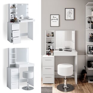 Vicco Schminktisch Frisiertisch Schminkkommode Meryl + Hocker Frisierkommode 