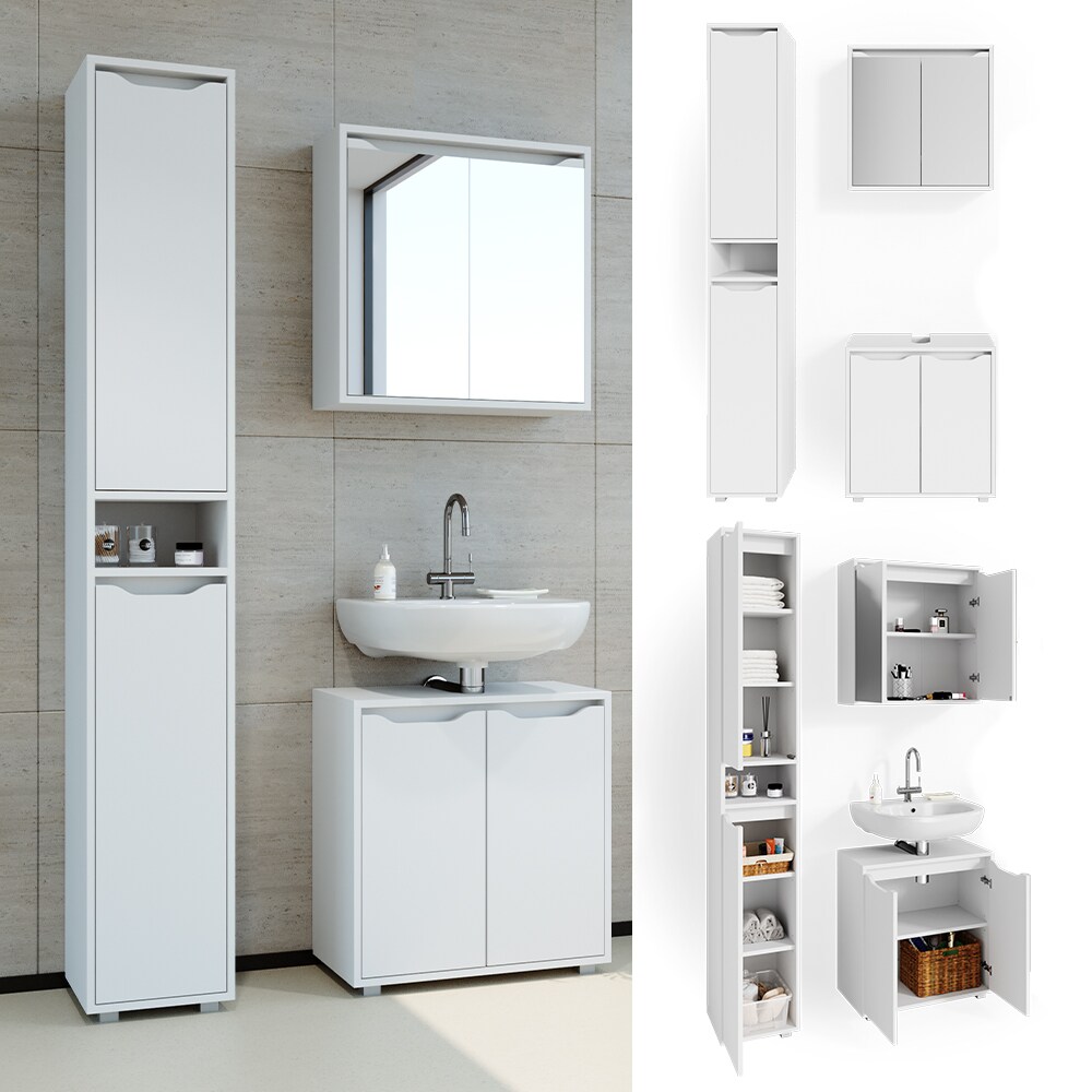Vicco Badm&ouml;bel Set Badezimmerm&ouml;bel Ruben Spiegelschrank Waschtisch Hochschrank 