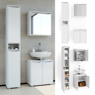 Vicco Badmöbel Set Badezimmermöbel Ruben Spiegelschrank Waschtisch Hochschrank 
