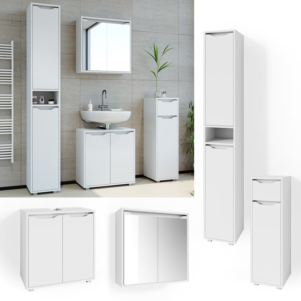 Vicco Badm&ouml;bel Set Badezimmerm&ouml;bel Ruben Spiegelschrank Waschtisch Hochschrank 