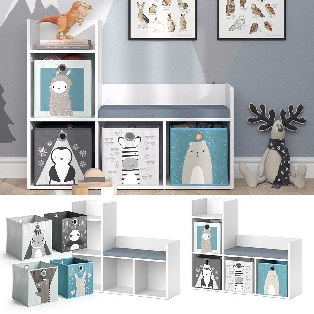 Vicco Kinderregal B&uuml;cherregal Sitzbank Luigi Wei&szlig; Faltbox Spielzeugregal Comic 