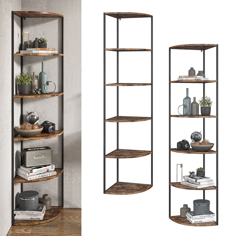 Vicco Eckregal Standregal Raumteiler Fyrk 5 Ebenen Medienregal Antikholz-Optik 