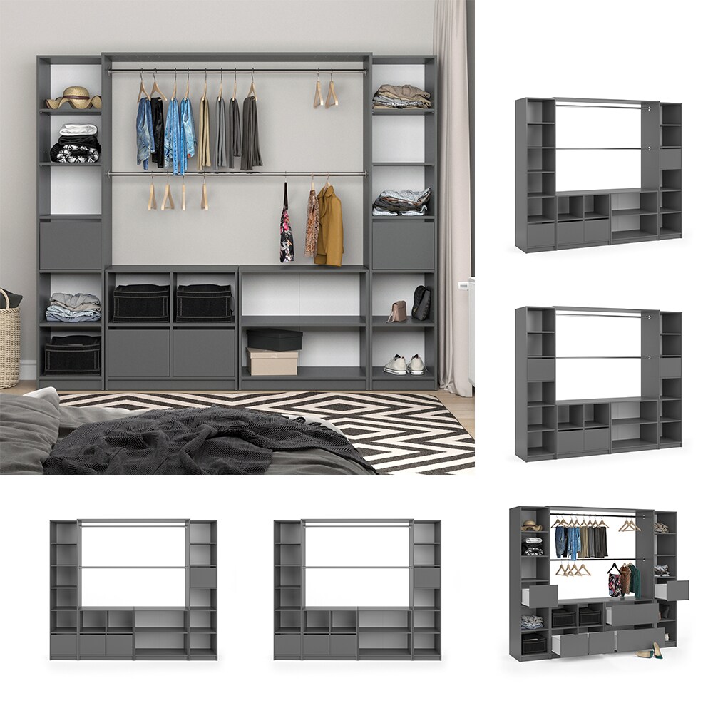 Vicco Kleiderschrank Visit Anthrazit Dielenschrank Flurgarderobe - Offen begehbar (Set XXL) 