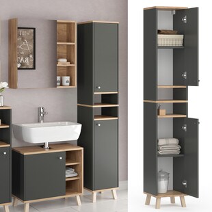 Vicco Hochschrank Badschrank Regalschrank Senyo GK Oak/ANT Badezimmer Badmöbel 
