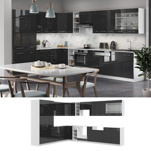 Vicco Eckküche Fame-LINE Küchenzeile Küche 257x347 cm Anthrazit Hochglanz 