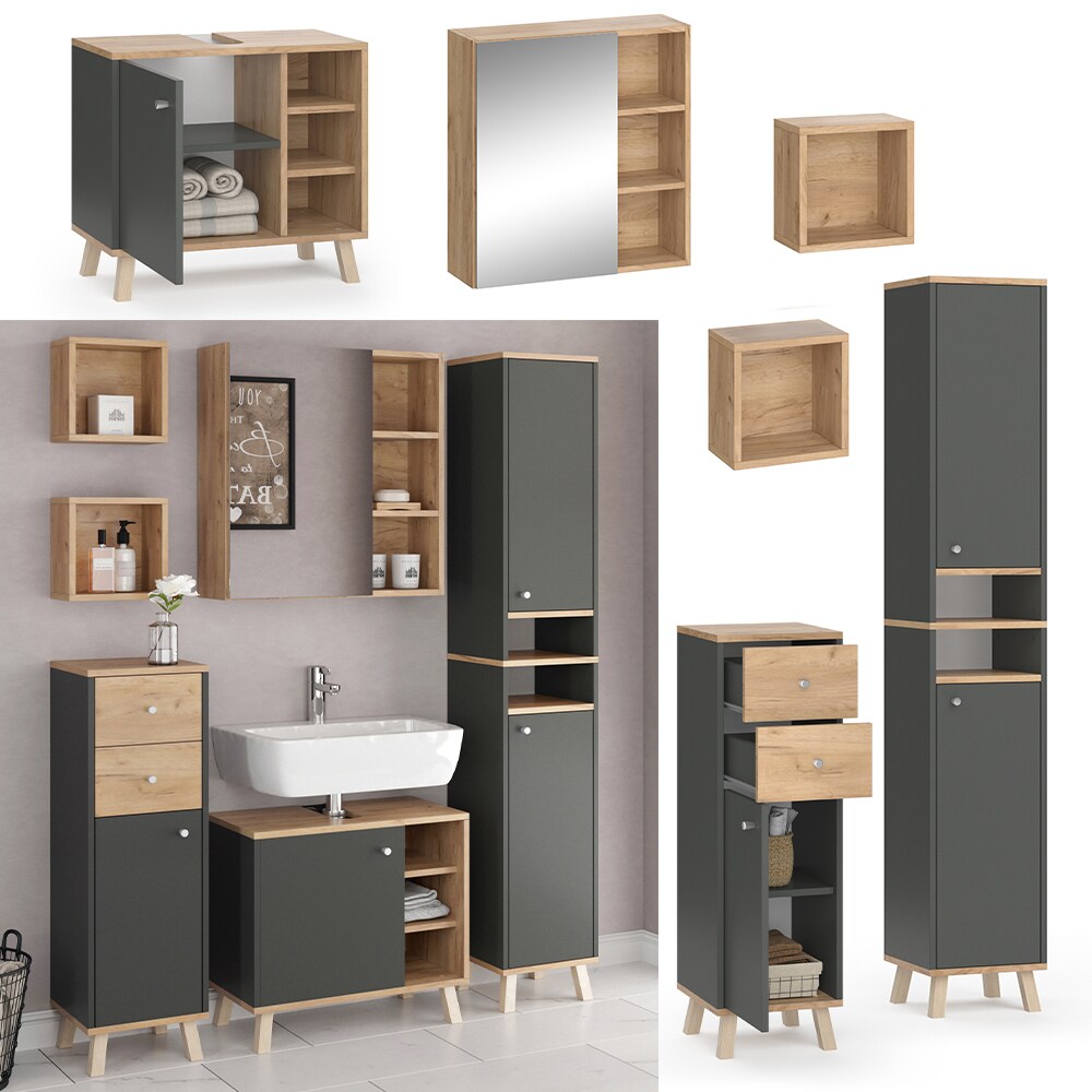 Vicco Badm&ouml;belset Midischrank Hochschrank Unterschrank Spiegelschrank Senyo G/A 