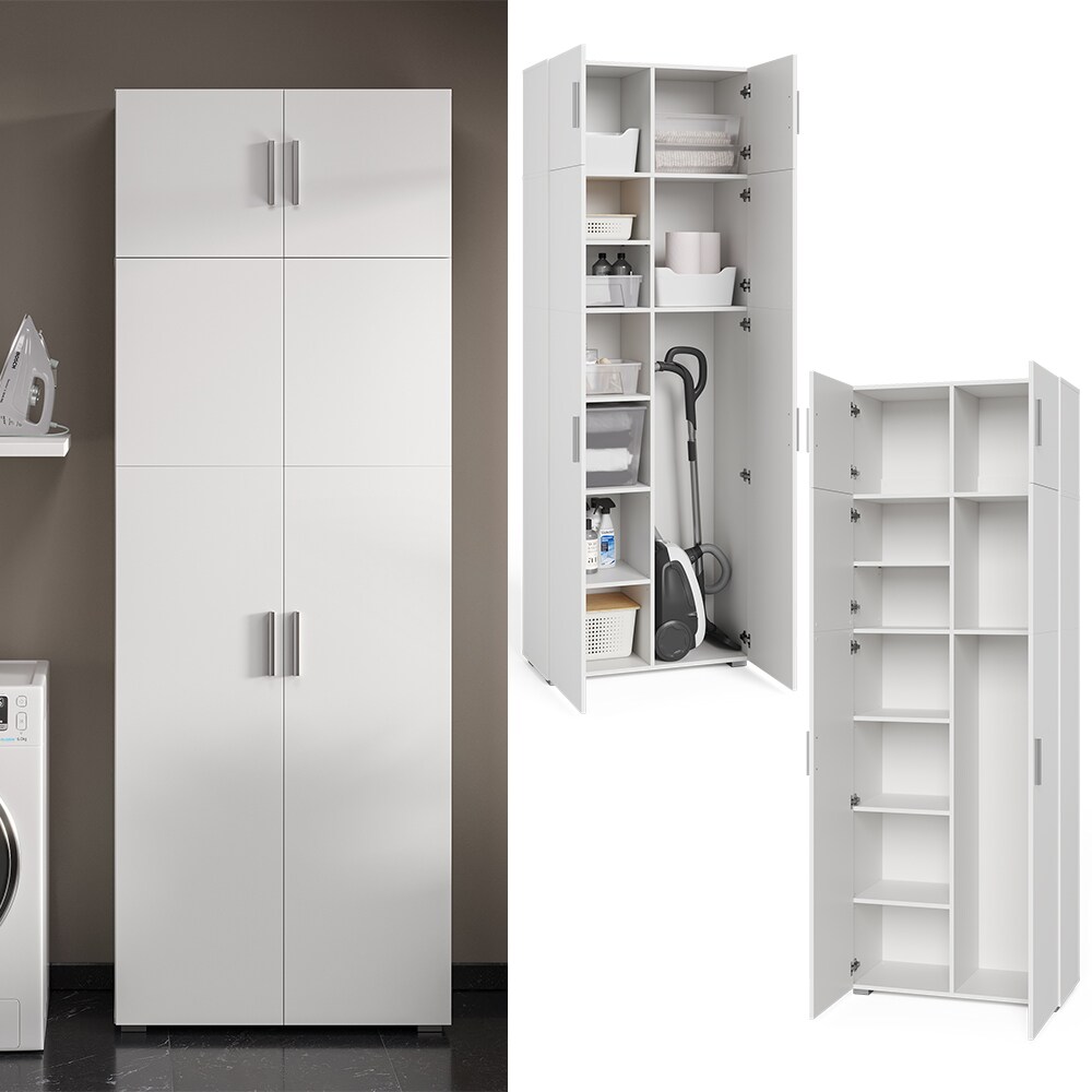 Vicco Universalschrank Mehrzweckschrank B&uuml;roschrank Ingo Wei&szlig; 2 T&uuml;ren Aufsatz 