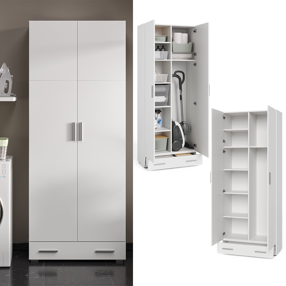 Vicco Universalschrank Mehrzweckschrank B&uuml;roschrank Ingo Wei&szlig; 2 T&uuml;ren Schublade 