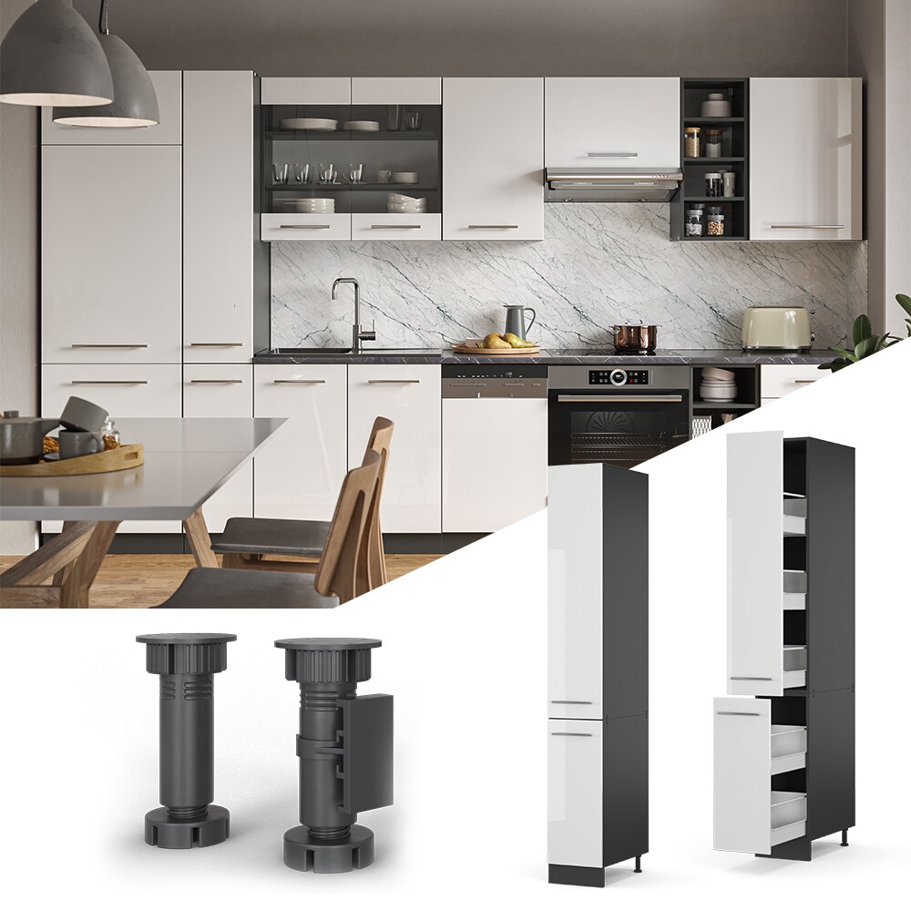 Vicco Apothekerhochschrank 30 cm Wei&szlig; Hochglanz K&uuml;chenschrank Hochschrank K&uuml;chenzeile Fame-Line 