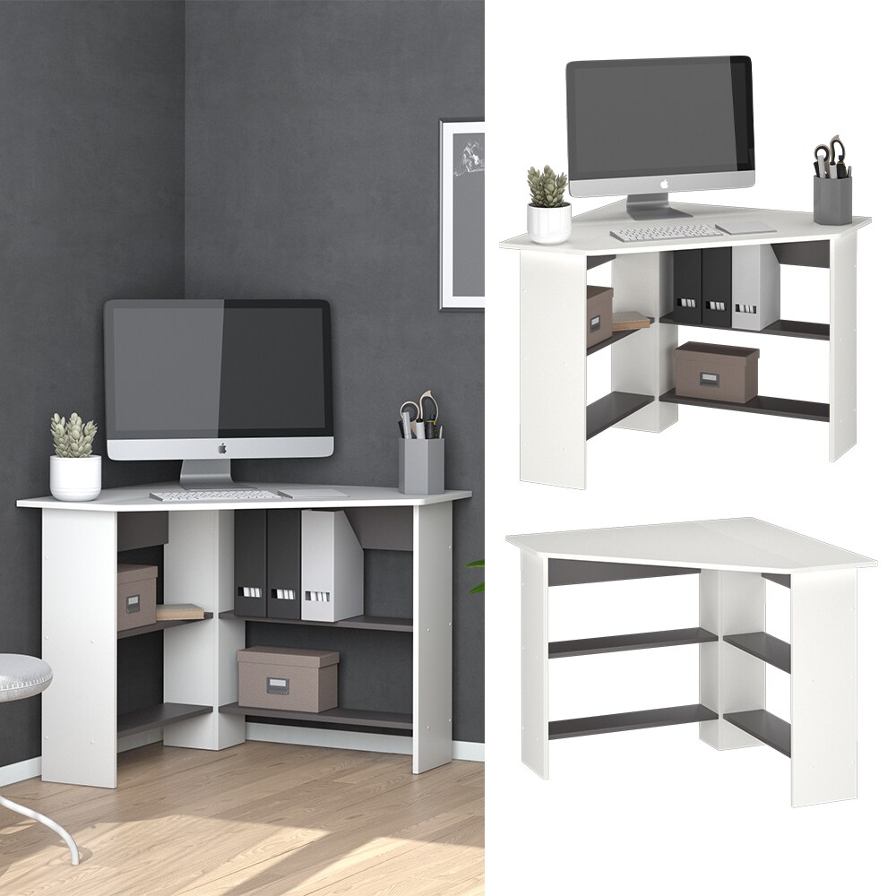 Vicco Eckschreibtisch Schreibtisch B&uuml;rotisch Arion 90x90cm wei&szlig; Computertisch 