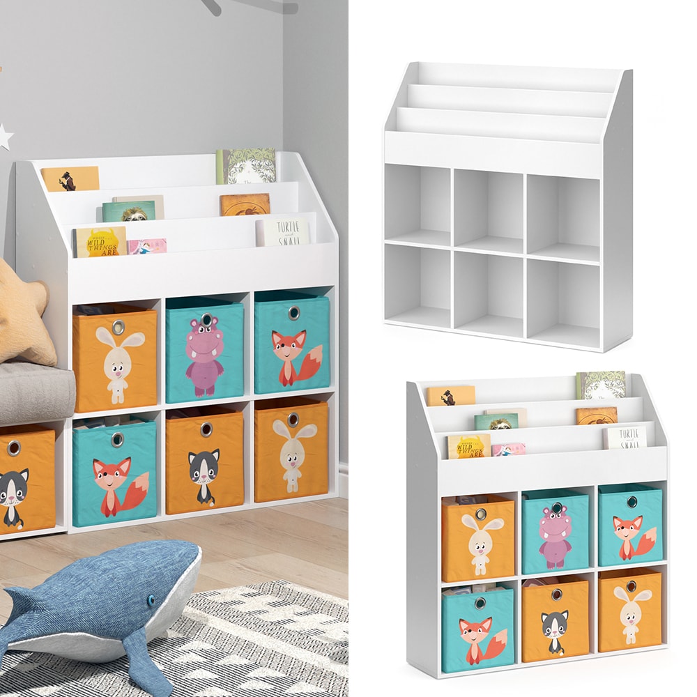 Vicco B&uuml;cherregal Ordnerregal B&uuml;roregal Luigi Wei&szlig; 6 F&auml;cher Aufbewahrungsregal 