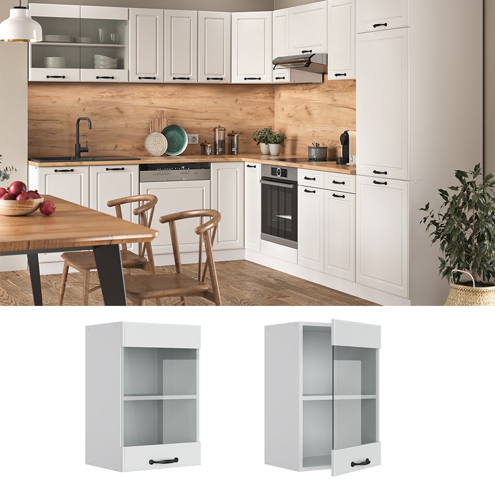 Vicco H&auml;ngeglasschrank 40 cm Wei&szlig; K&uuml;chenschrank H&auml;ngeschrank K&uuml;chenzeile R-Line 