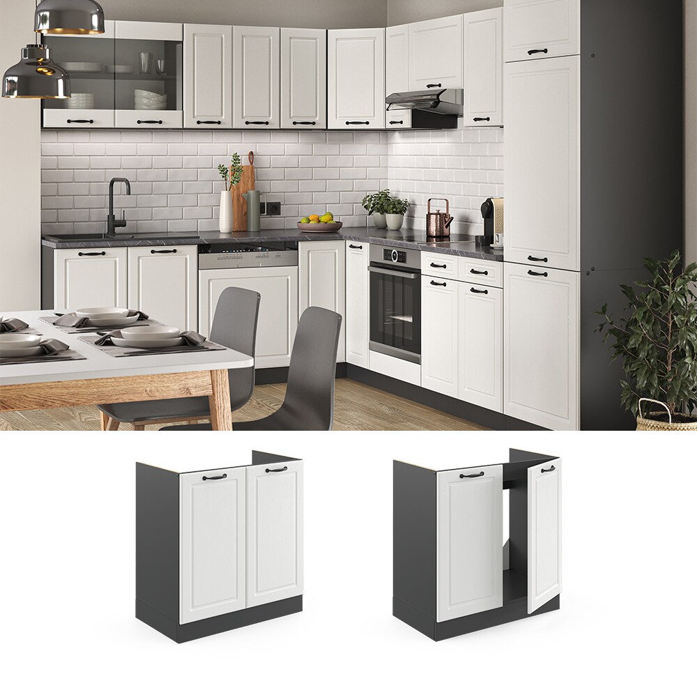 Vicco Sp&uuml;lenunterschrank 80 cm Anthrazit K&uuml;chenschrank Unterschrank K&uuml;chenzeile R-Line 