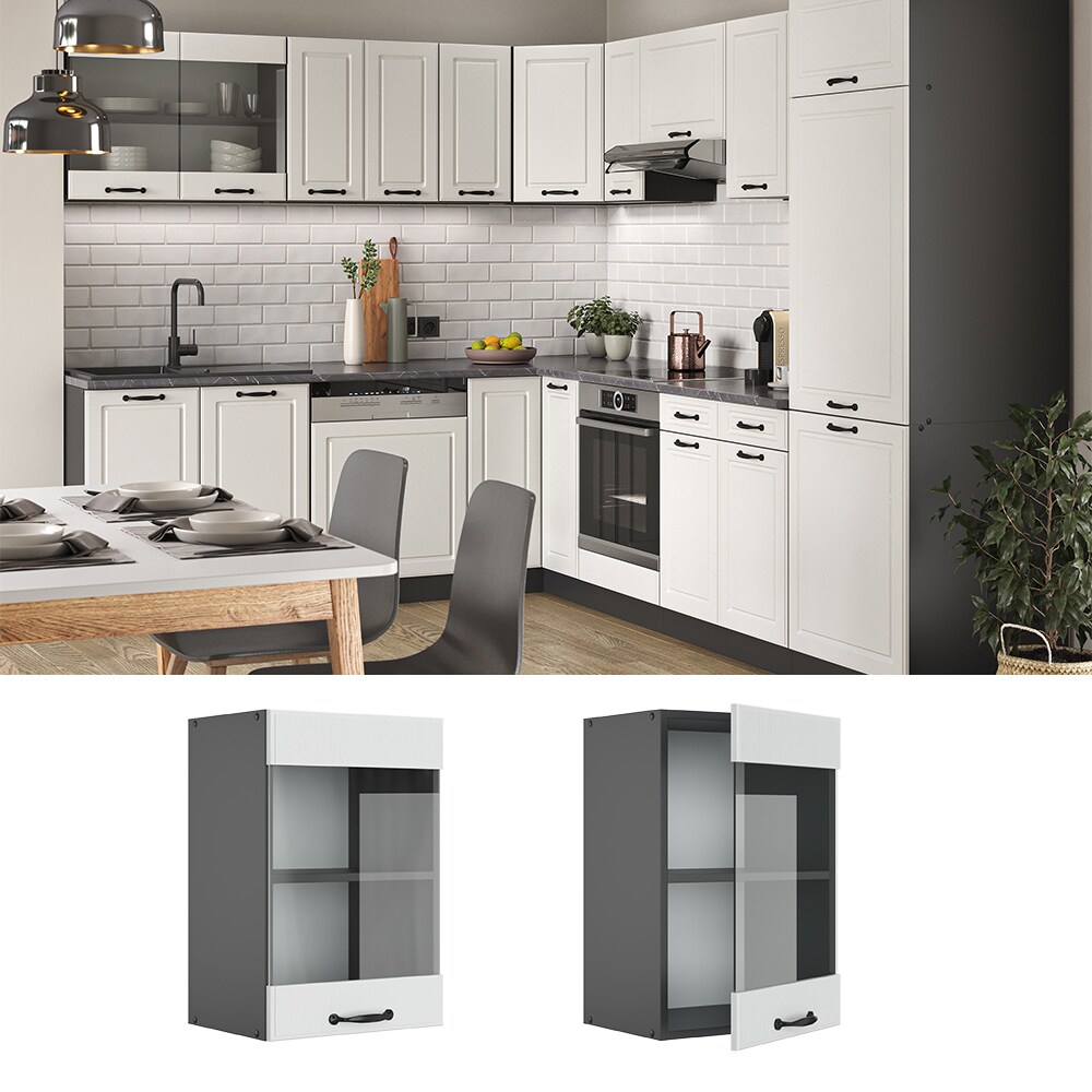 Vicco H&auml;ngeglasschrank 40 cm Anthrazit K&uuml;chenschrank H&auml;ngeschrank K&uuml;chenzeile R-Line 