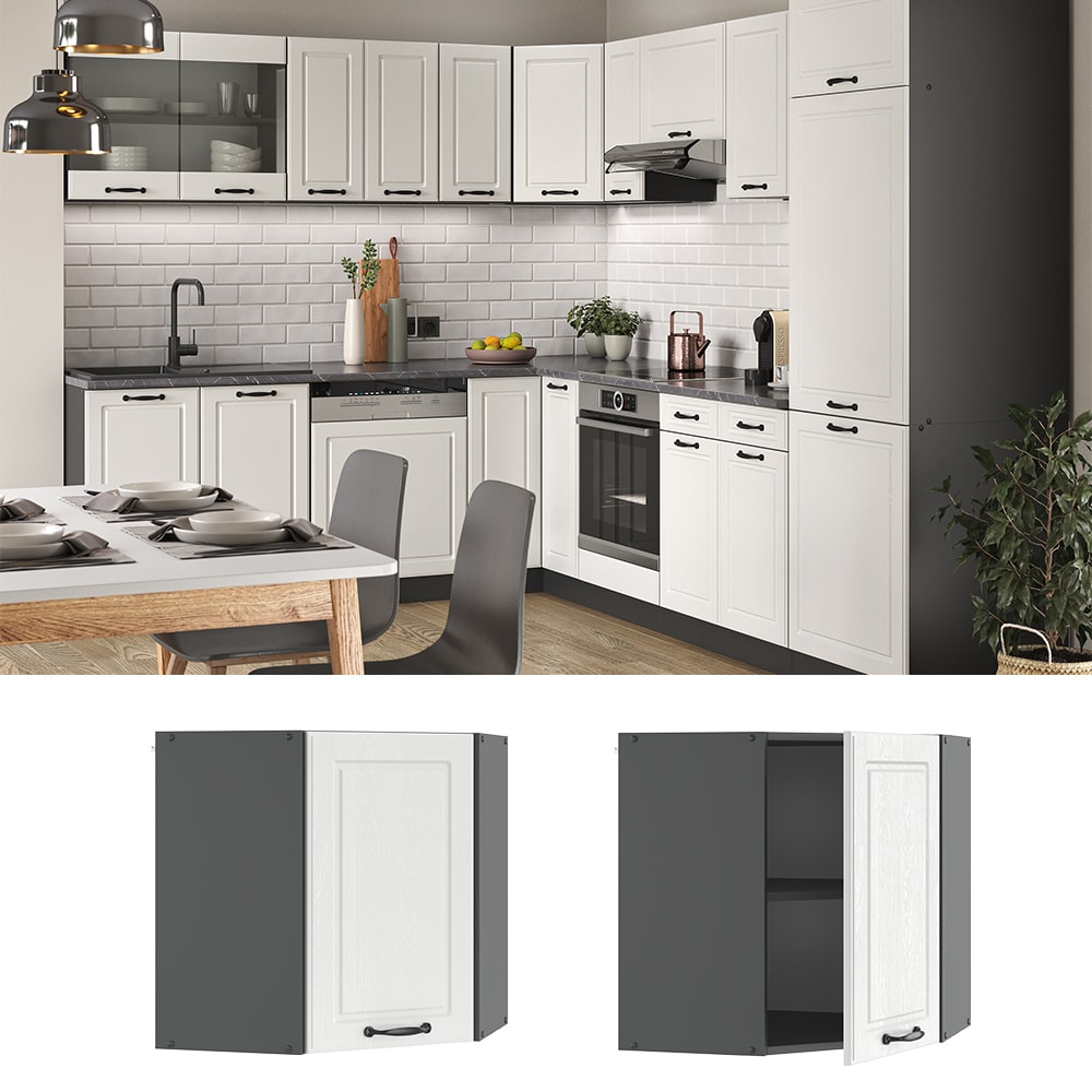 Vicco Eckh&auml;ngeschrank 57 cm Anthrazit K&uuml;chenschrank H&auml;ngeschrank K&uuml;chenzeile R-Line 