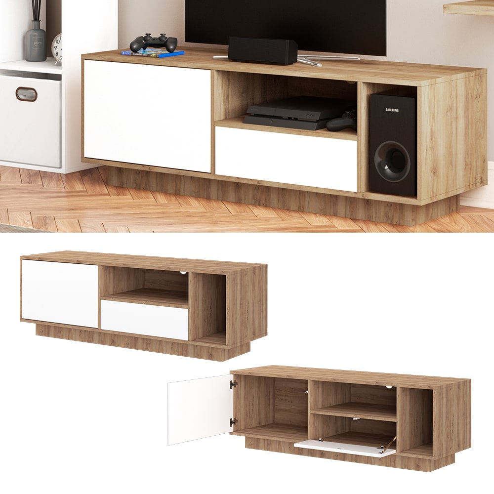 Vicco Lowboard TV-Board Sideboard Okko Eiche Fernsehschrank TV-Schrank 133x42cm 