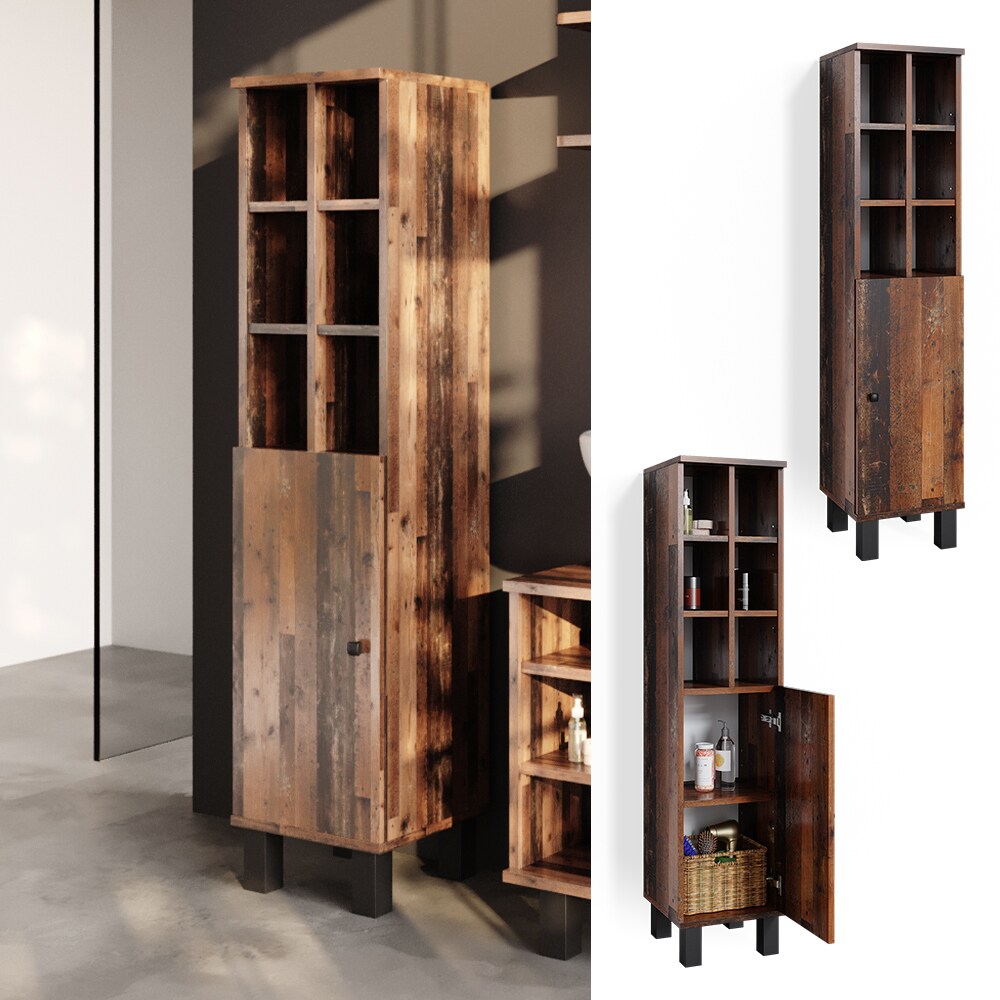 Vicco Midischrank Hochschrank Badschrank Fynn Old Style gro&szlig;e T&uuml;r Badm&ouml;bel 