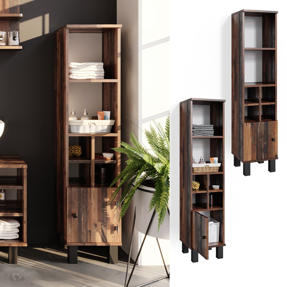 Vicco Midischrank Hochschrank Badschrank Fynn Old Style kleine T&uuml;r Badm&ouml;bel 