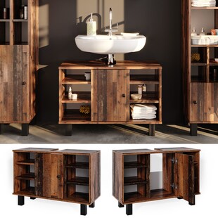 Vicco Waschtischunterschrank Badschrank Waschbecken Fynn Old Style Badmöbel 80cm 