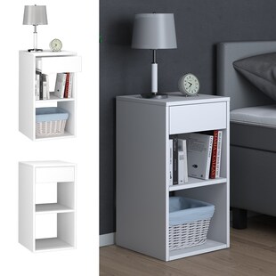 Vicco Nachttisch Beistelltisch Nachtschrank Dany weiß Nachtkommode für Faltbox 